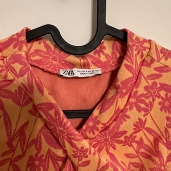 Zara pink and orange floral crop top two piece matching set - Picture 3 of 8